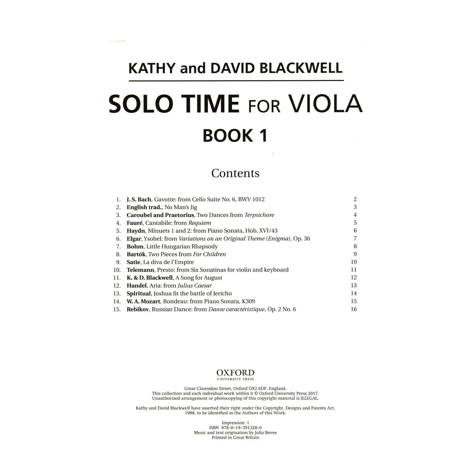 Shar Music Solo Time Viola 1 Noten Blackwell Oxford