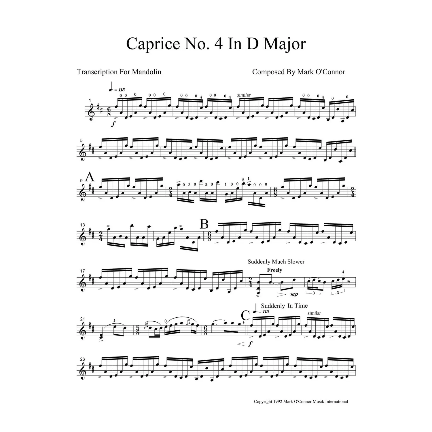 OConnor Caprice No.4 Noten Mandoline Download virtuos