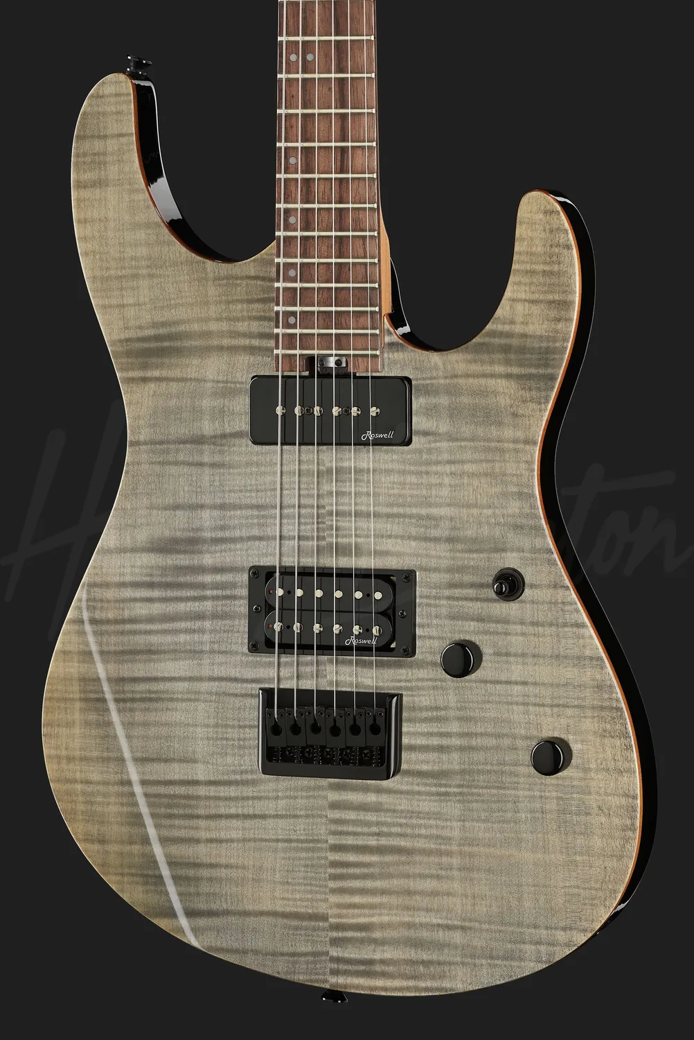 Harley Benton HP-42 Grey Flame E-Gitarre Flamed Maple