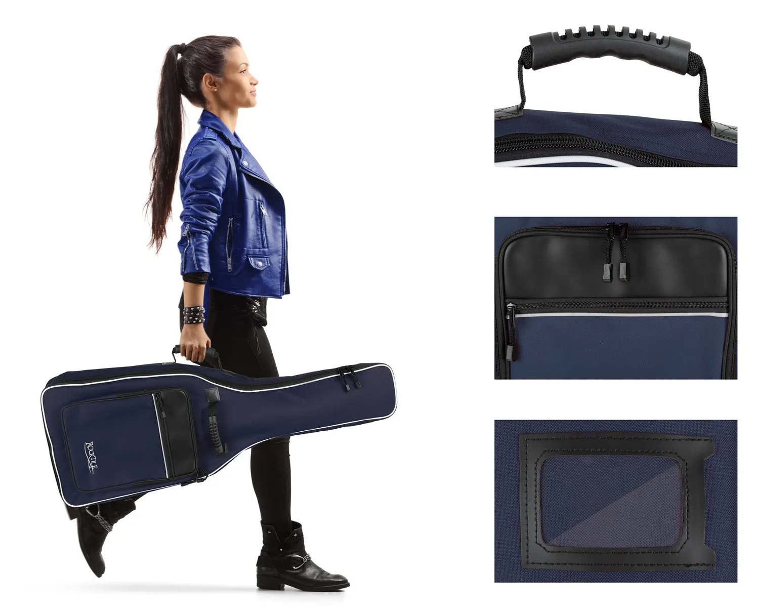 Rocktile 3/4 7/8 Klassik-Gitarrentasche Gigbag blau gepolstert