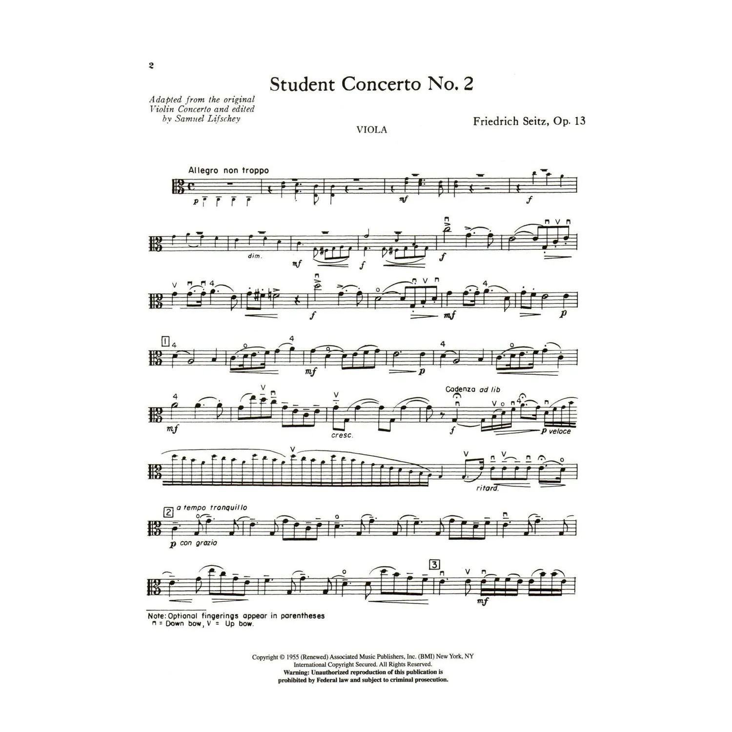 Shar Music Seitz Schülerkonzert Nr.2 Op.13 Noten Viola Klavier