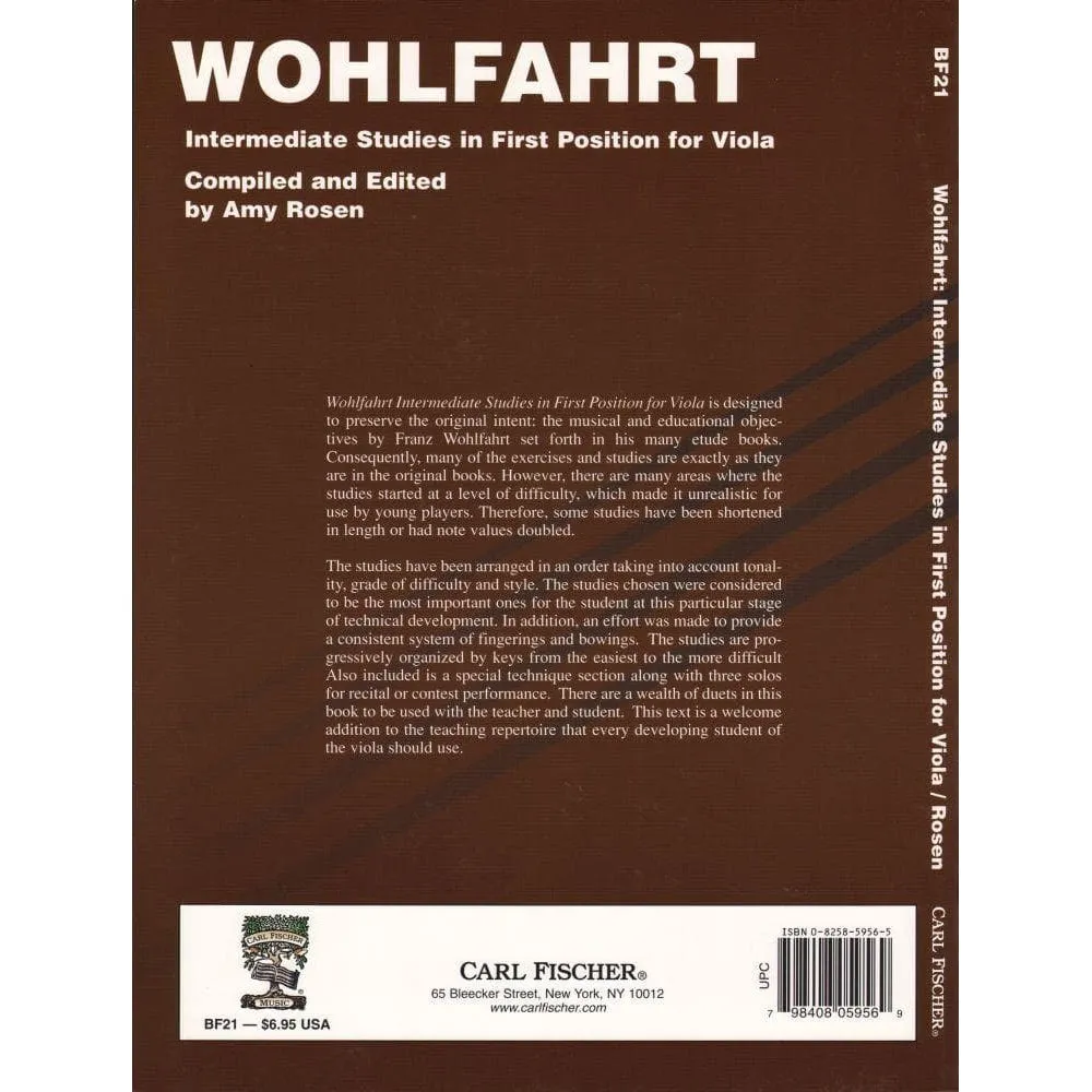 Shar Music Wohlfahrt Intermediate Studies Viola 1. Lage Rosen