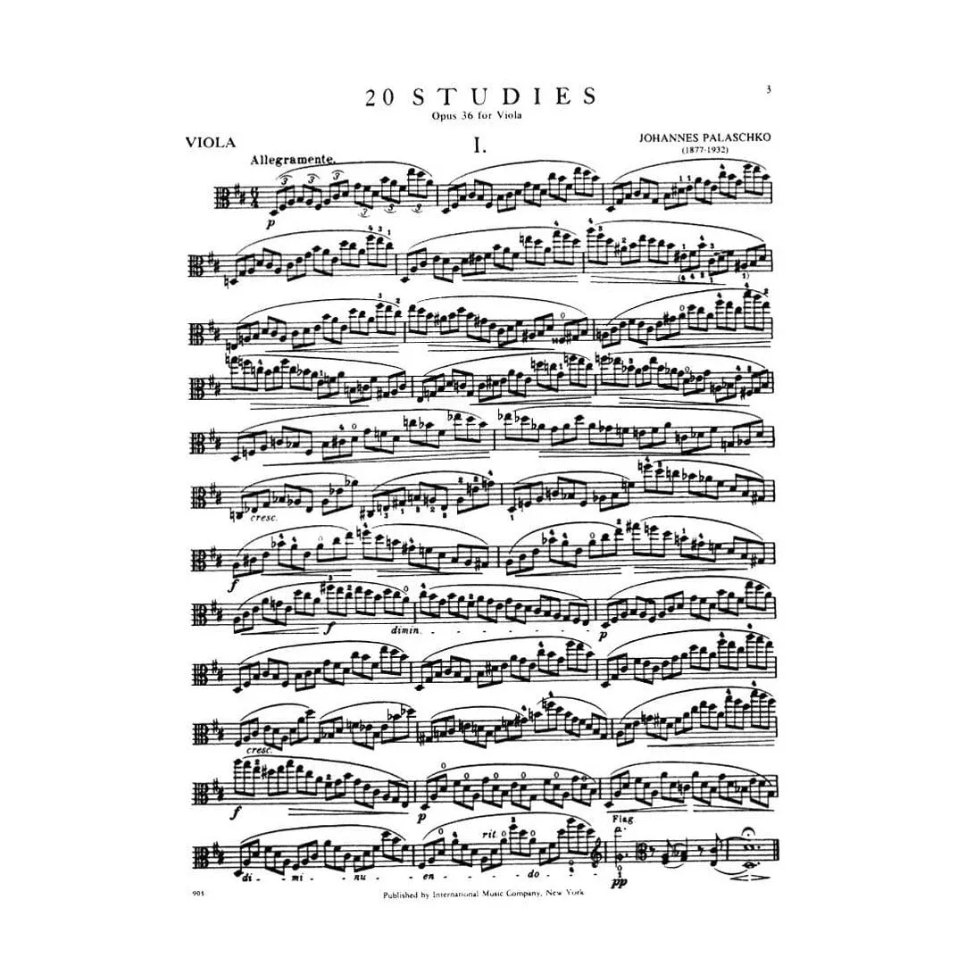 International Palaschko 20 Etüden Op.36 Noten Viola