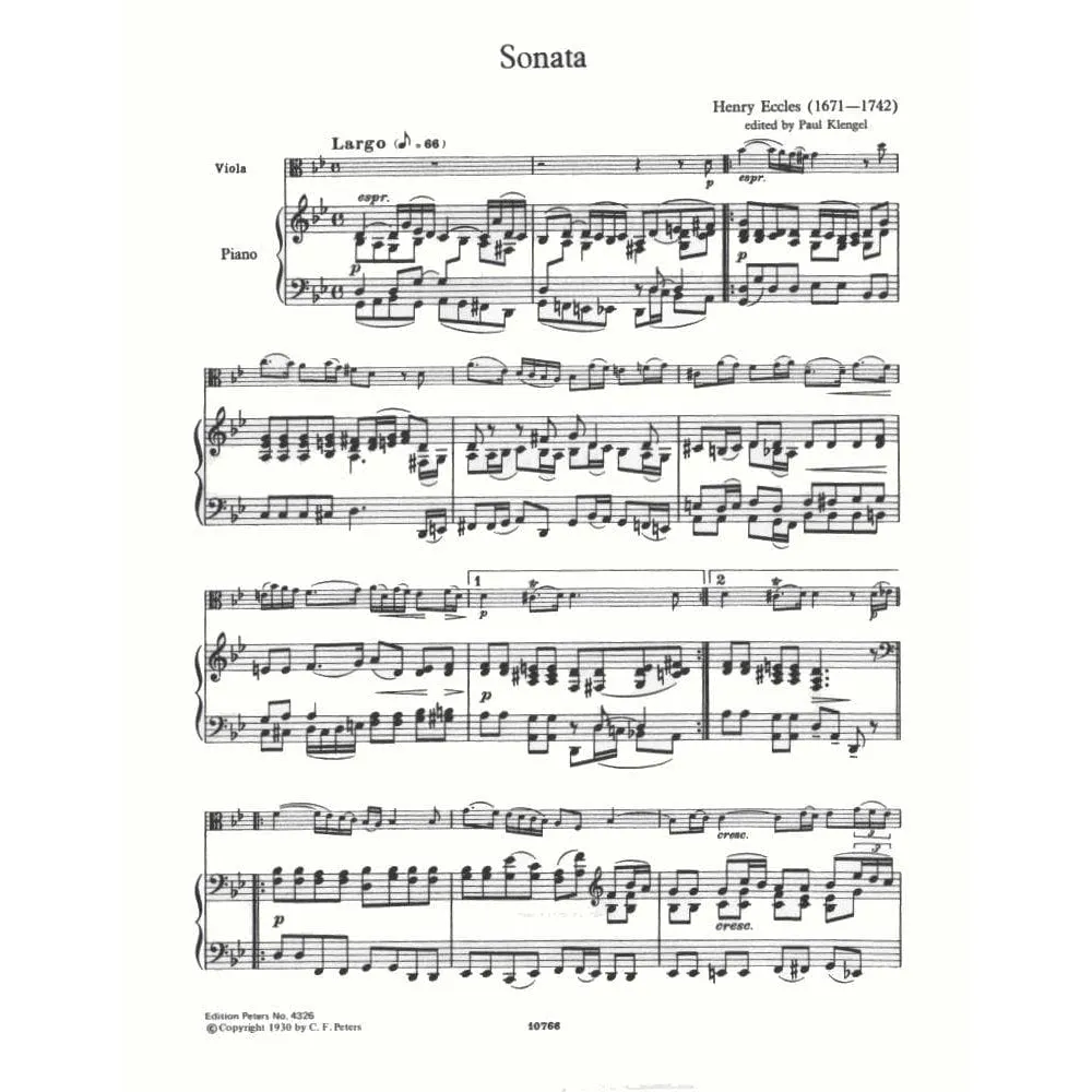 Peters Eccles Sonate g-Moll Bratsche Klavier Klengel