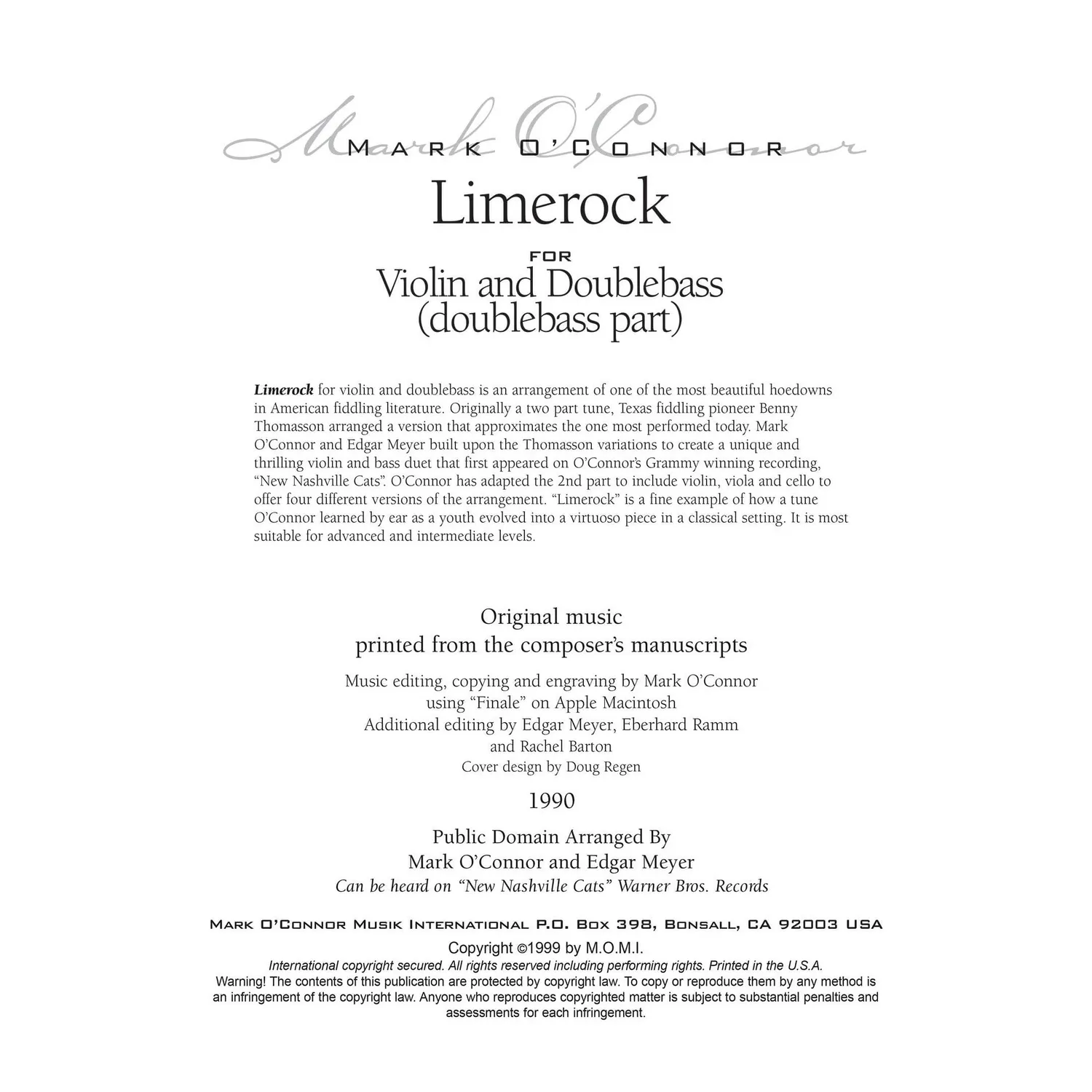 O'Connor Limerock Violine Bass Noten Download Bassstimme