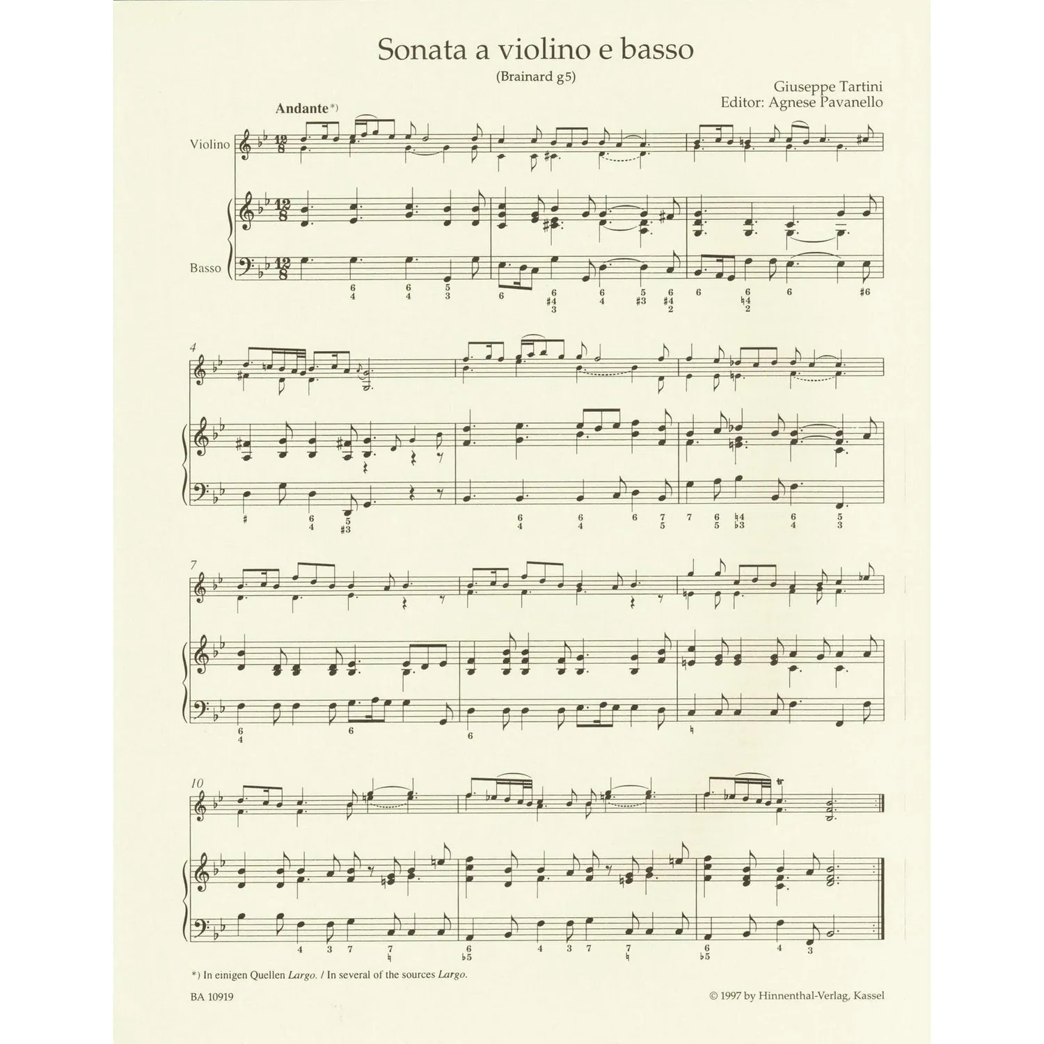 Shar Music Tartini Teufelstriller Sonate Geigennoten Urtext