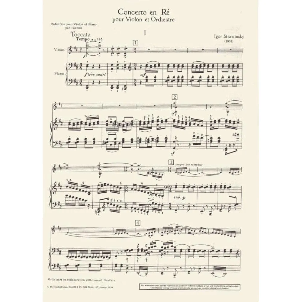 Shar Music Strawinsky Violinkonzert D-Dur Noten Geige