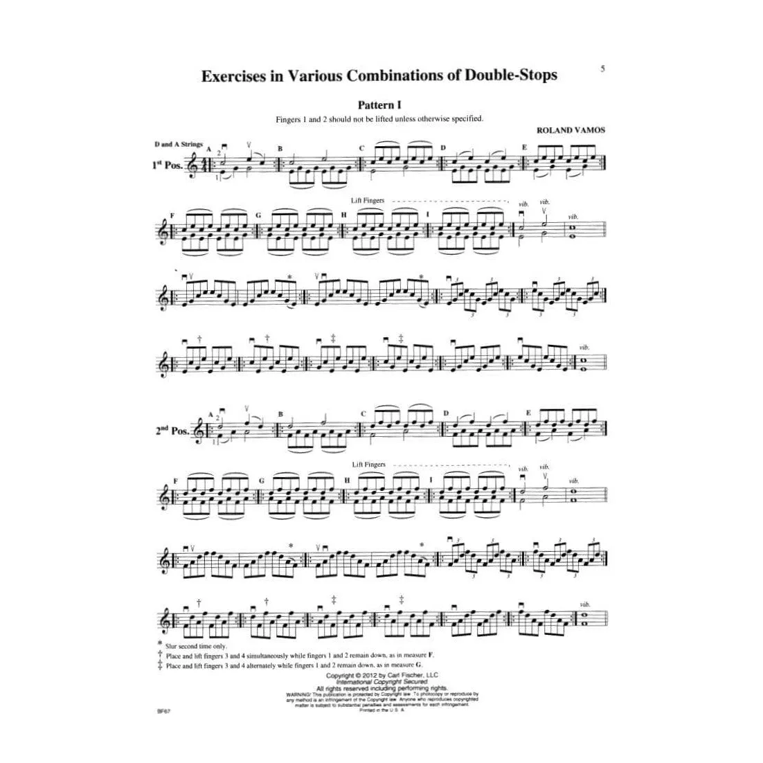 Carl Fischer Vamos Doppelgriffe Violin-Etüden