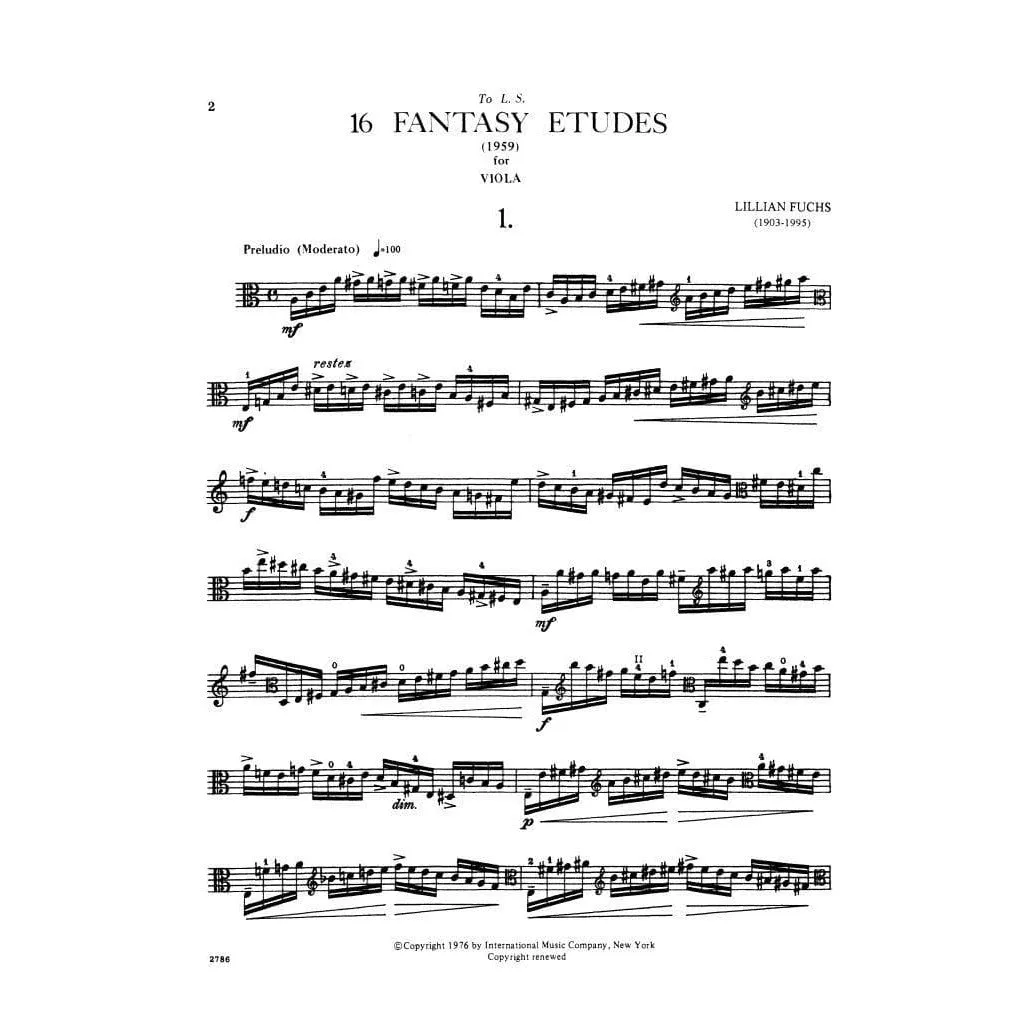 Shar Music Fuchs 16 Fantasy Etüden Viola solo Noten