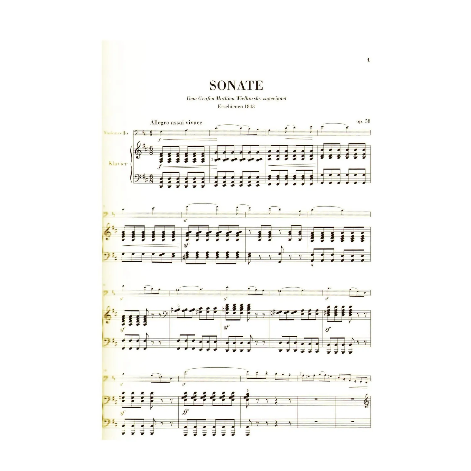 Mendelssohn Sonate D-Dur op. 58 Cello Henle Urtext