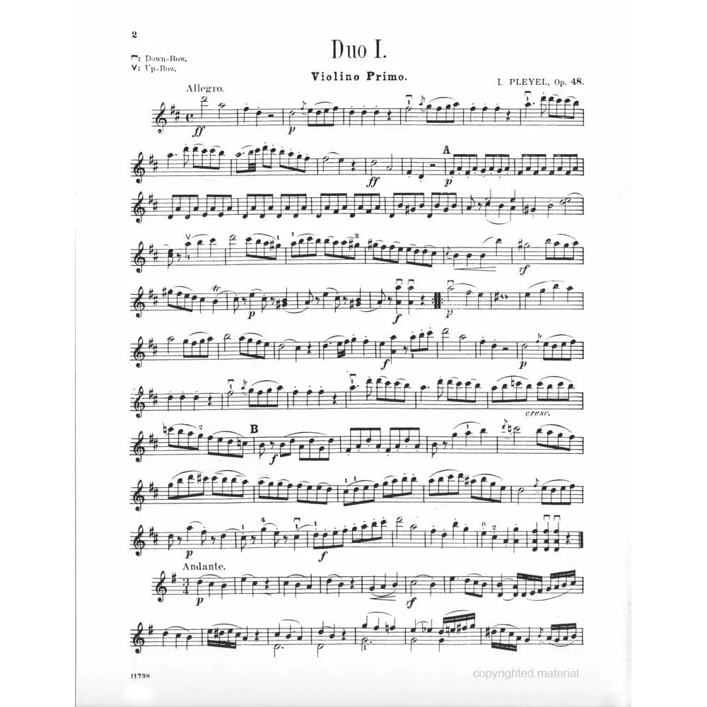 Pleyel Sechs kleine Duette Op 48 Noten 2 Violinen Schirmer
