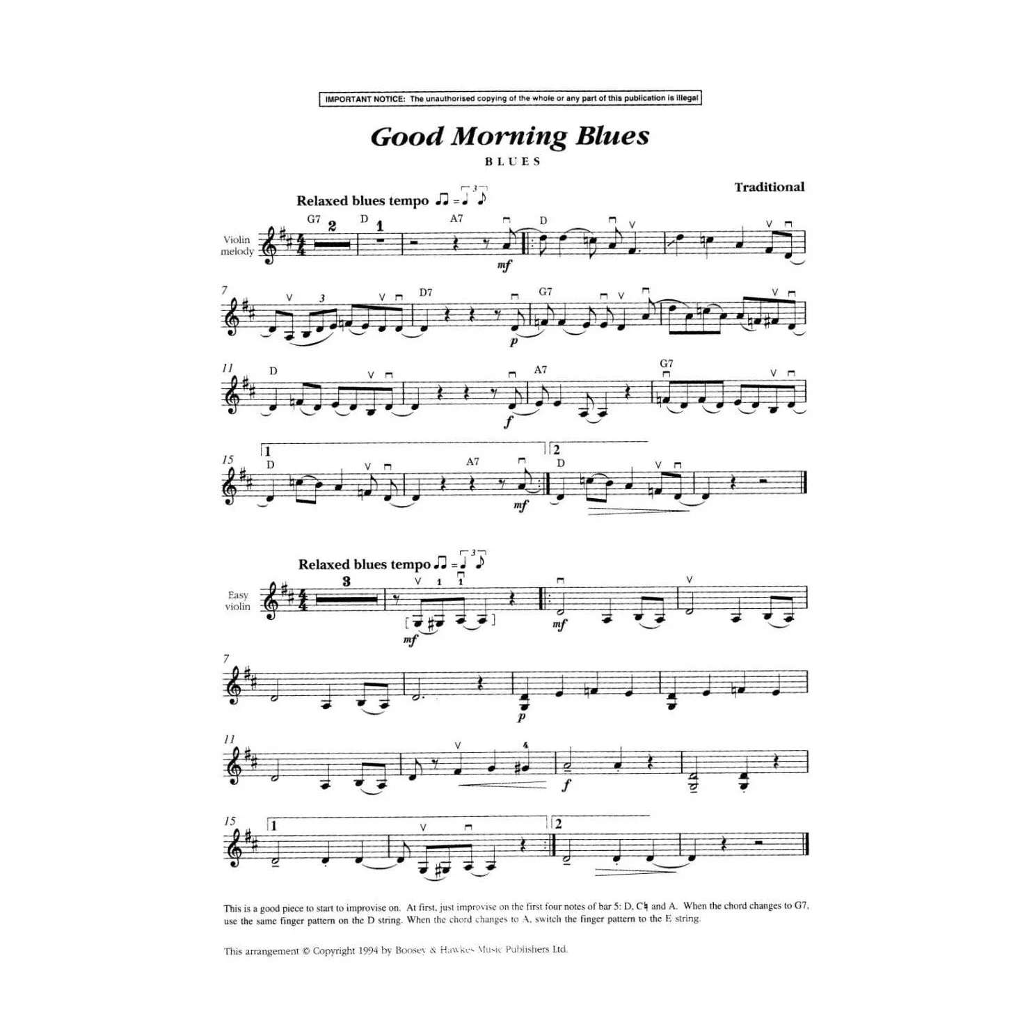 Boosey & Hawkes Jones Jazz Blues Ragtime Geigennoten Violine solo
