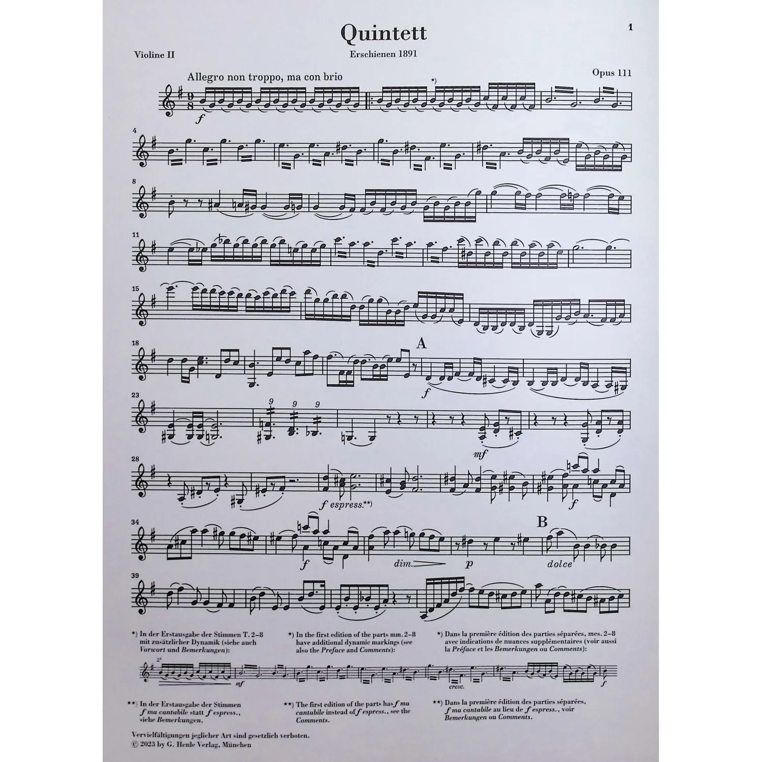 Shar Music Brahms Quintett Nr 2 Noten Streichquintett Henle