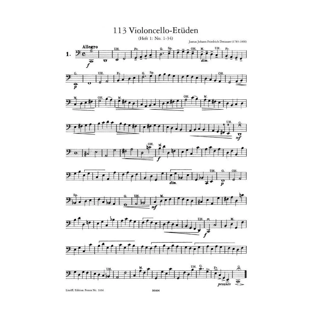 Peters Dotzauer 113 Etüden Cello Bd.1 Nr.1-34