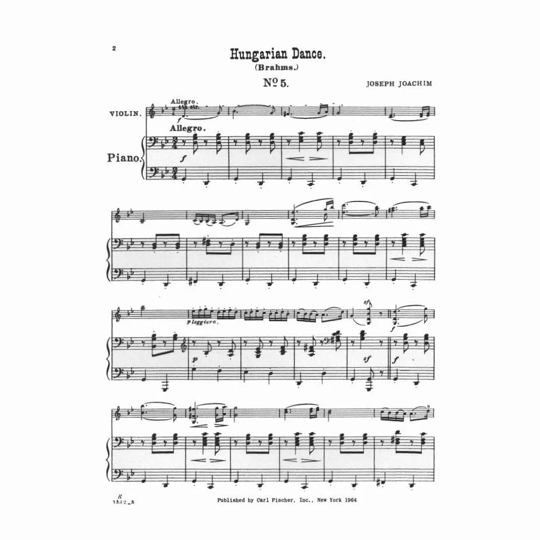 Carl Fischer Brahms Ungarischer Tanz Nr.5 Noten Violine