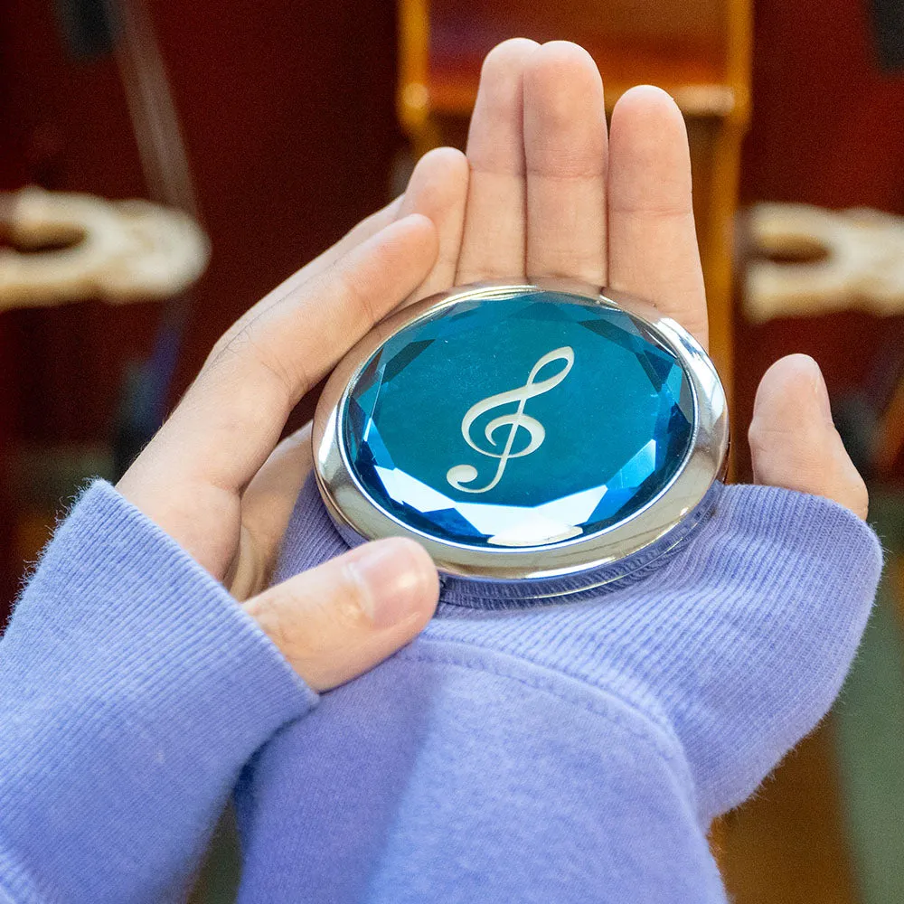Violinschlüssel Taschenspiegel kompakt blau doppelseitig