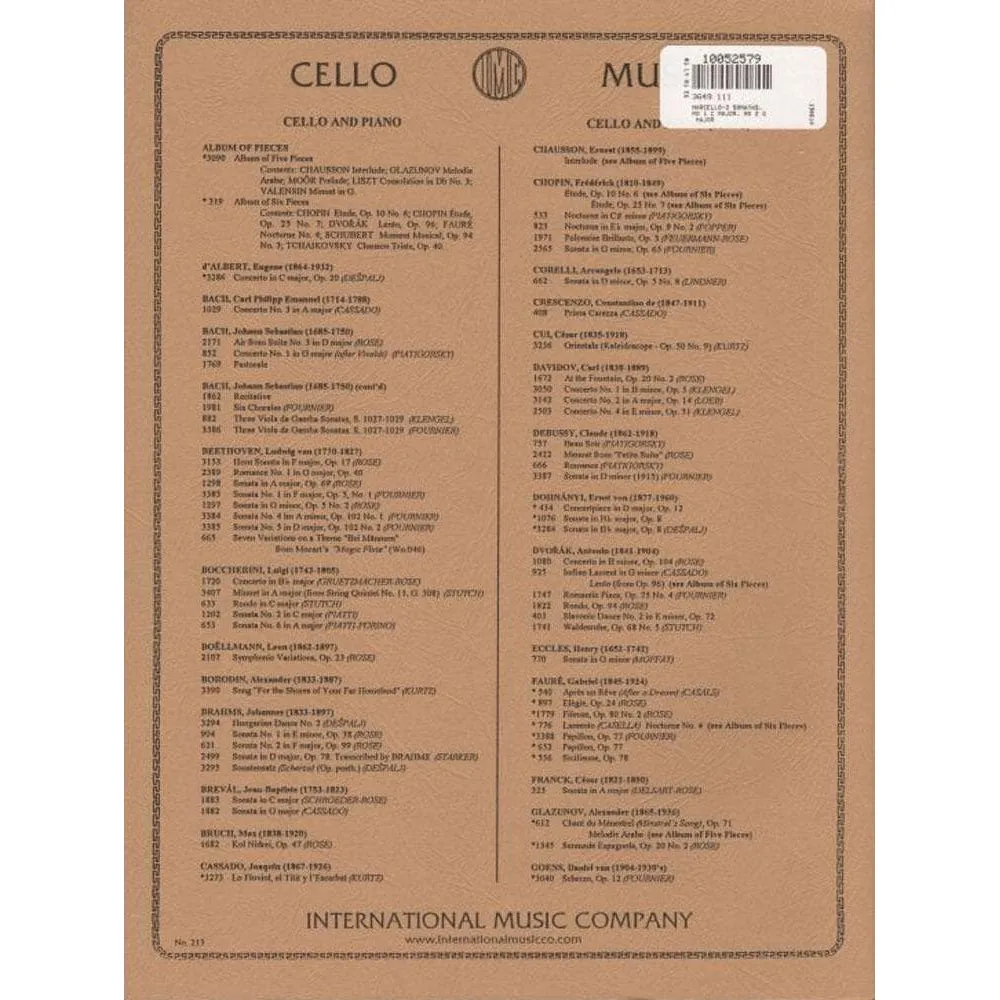 International Marcello Zwei Sonaten Cello Klavier Starker