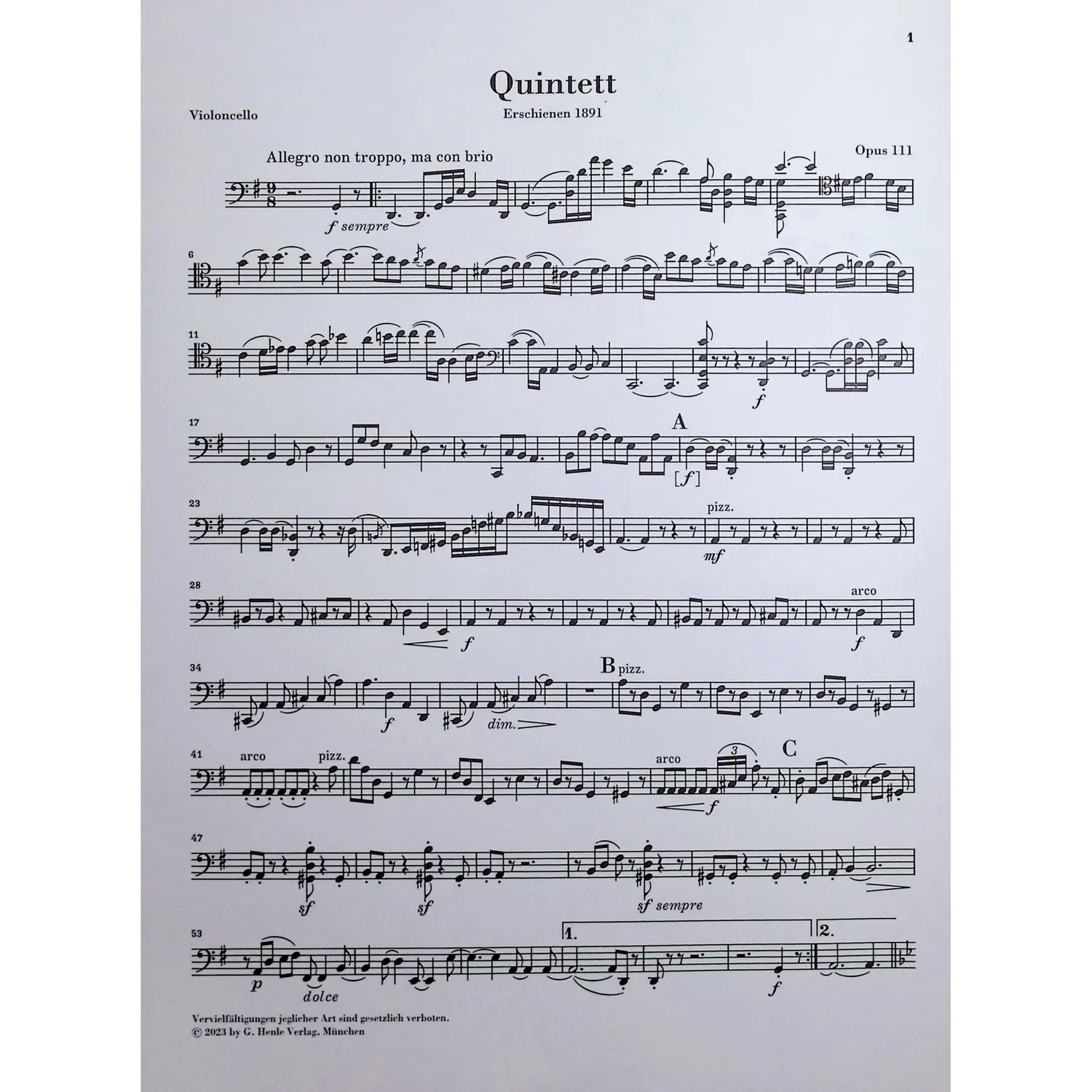 Shar Music Brahms Quintett Nr 2 Noten Streichquintett Henle
