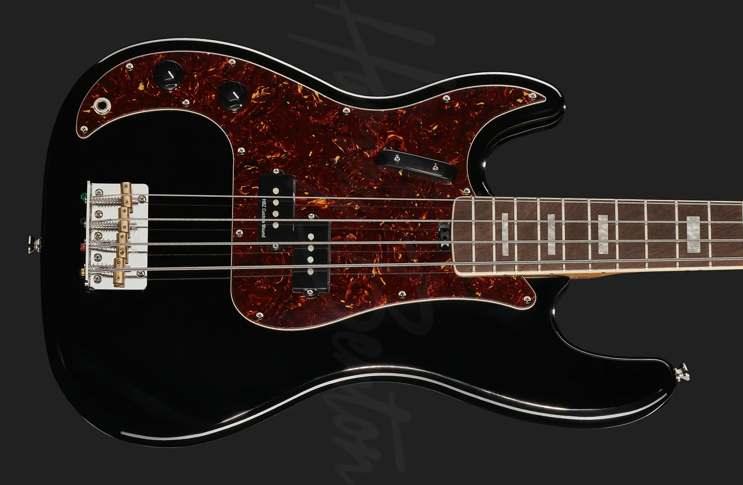 Harley Benton MV-4P LH E-Bass Black Linkshänder Alnico