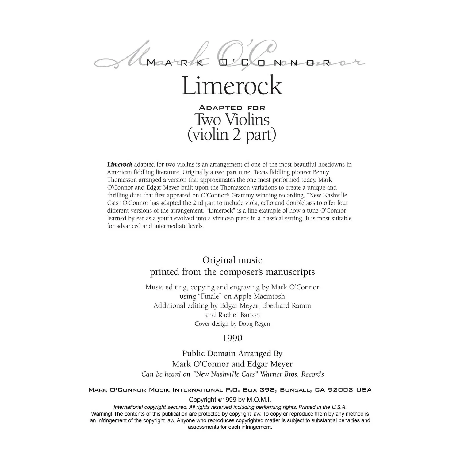 O'Connor Limerock 2 Violinen Stimme 2 Noten Download