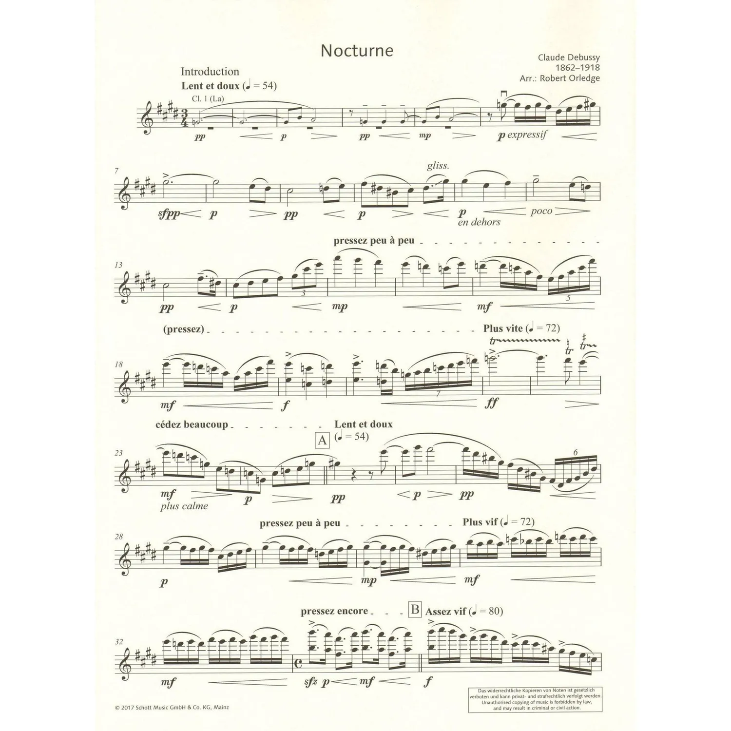 Schott Debussy Nocturne Noten Violine Klavier Orledge