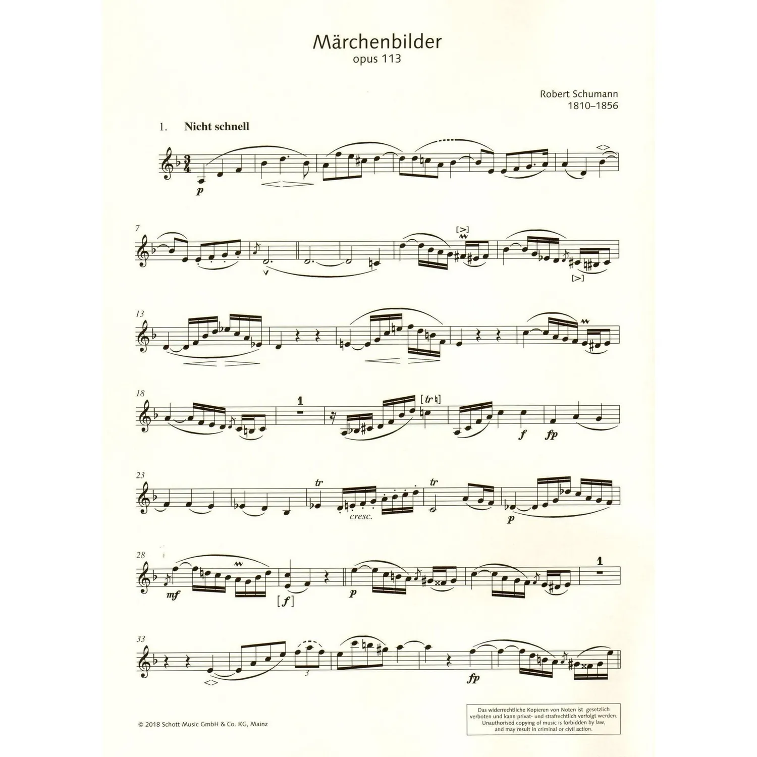 Schumann Märchenbilder Op 113 Viola Noten Schott