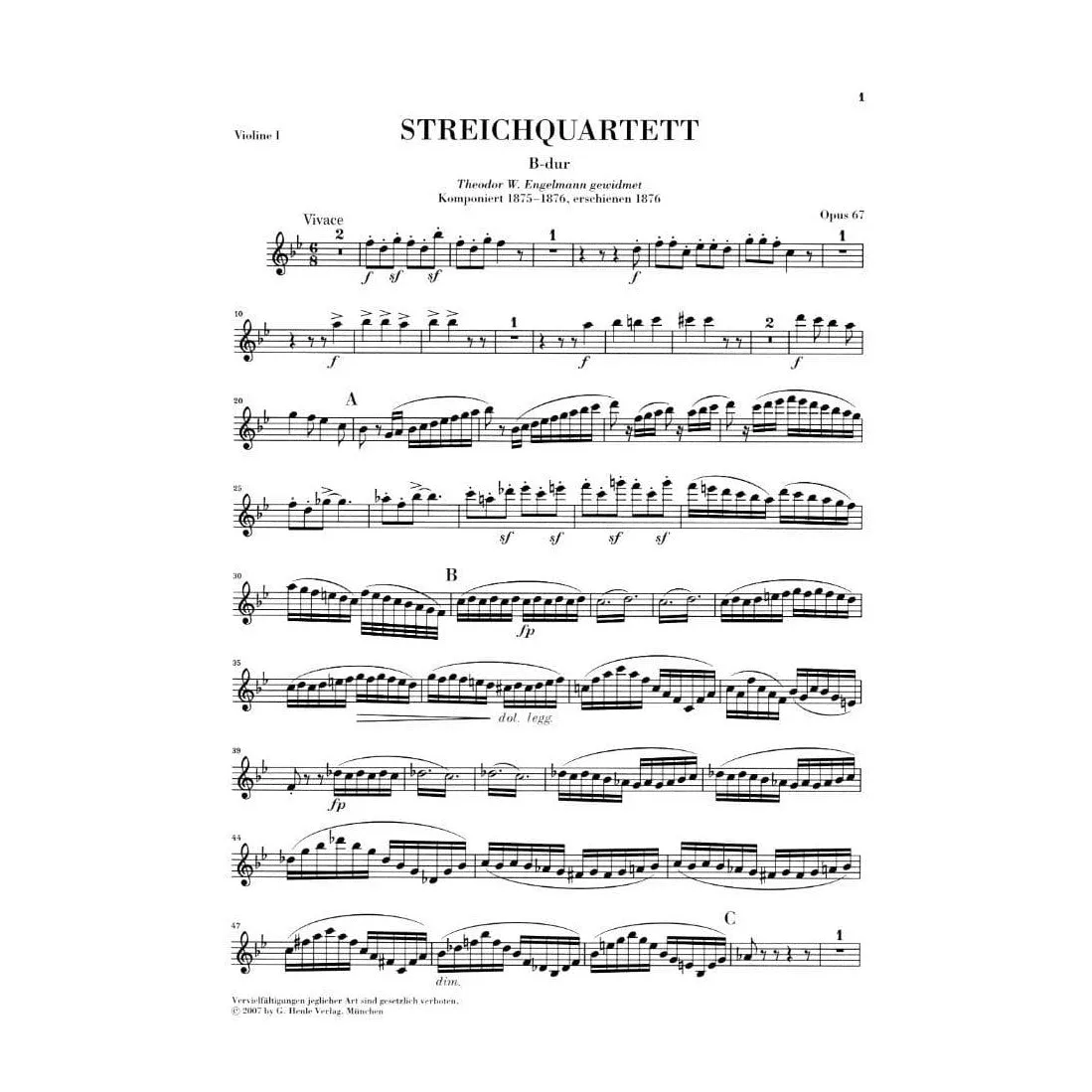 Brahms Streichquartett B-dur Op 67 Noten Henle Urtext