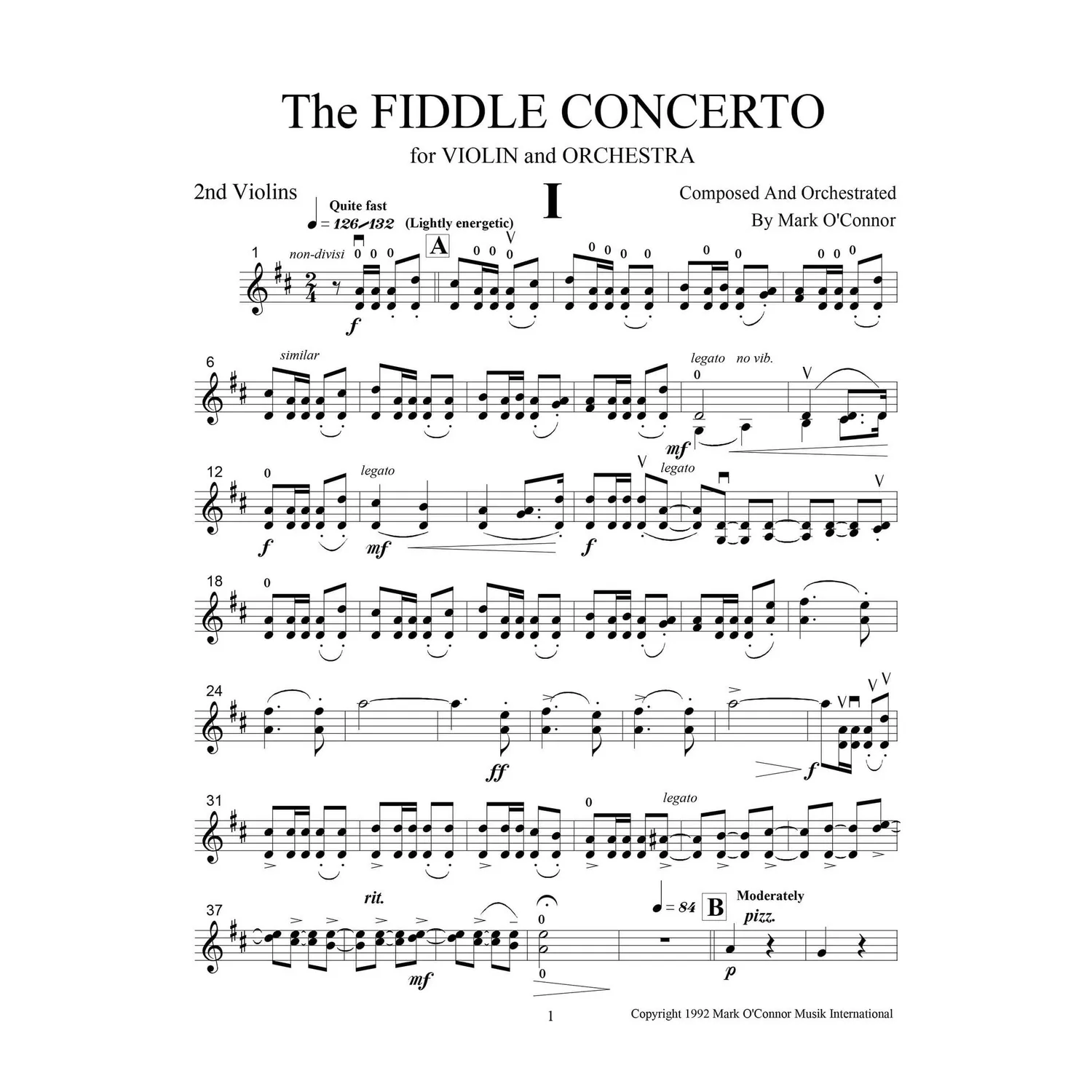 Shar Music O'Connor Fiddle Concerto Noten Violine Orchester Download