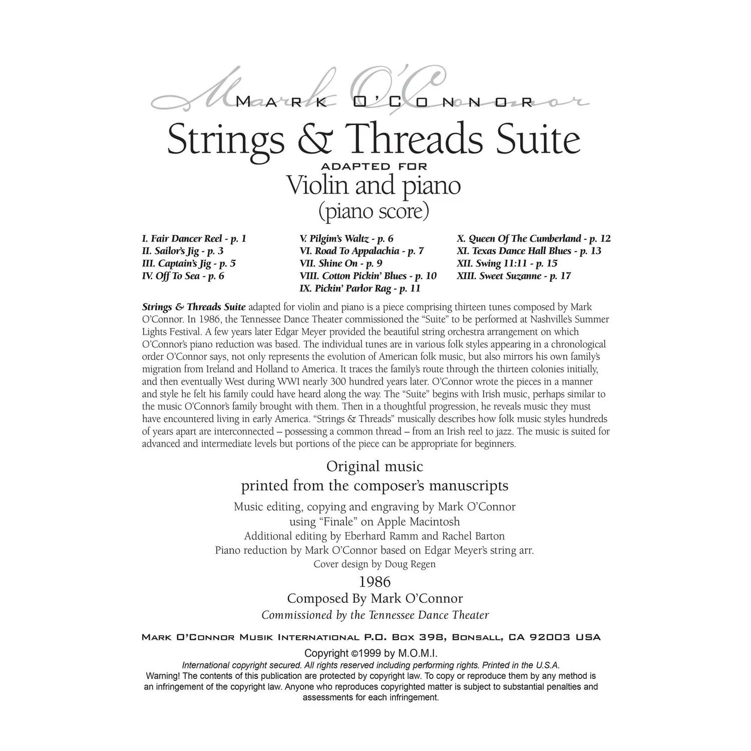 Mark O'Connor Strings & Threads Suite Noten Download Violine