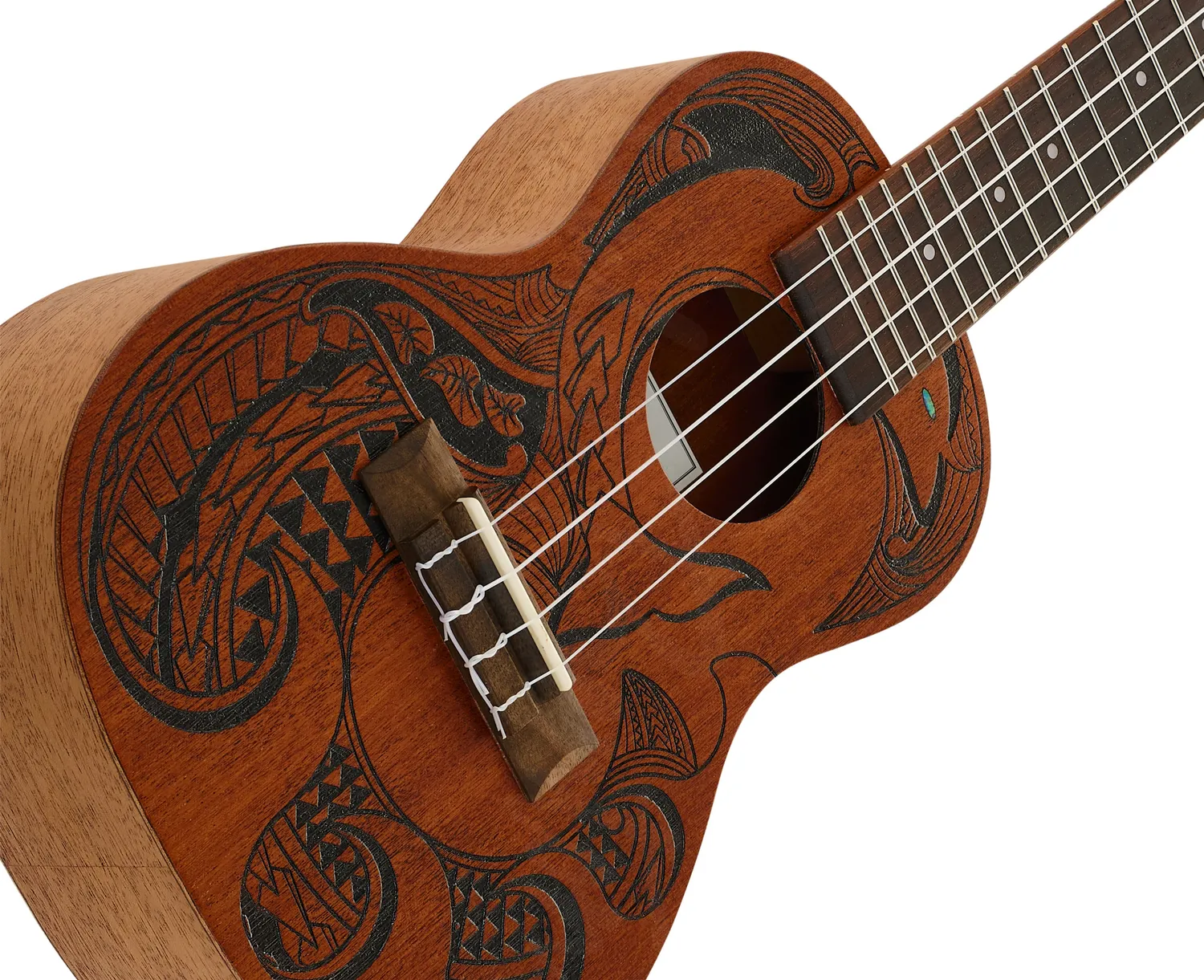Harley Benton Standard Hawaii Dolphin Tattoo Konzert Ukulele Mahagoni