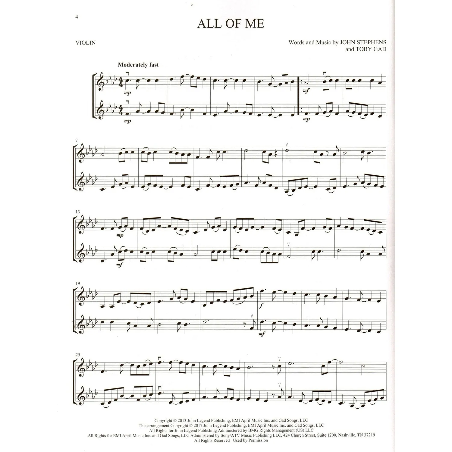 Hal Leonard Pop Hits Violinduo Noten 2 Violinen