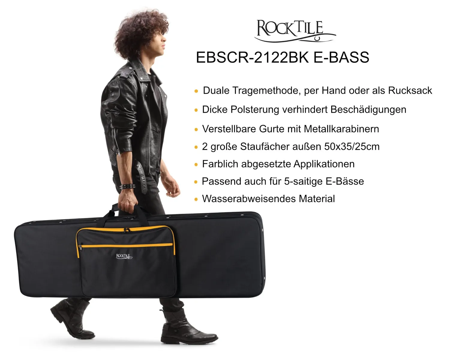Rocktile EBSCR-2122BK Gigbag E-Bass 4-5 Saiter schwarz
