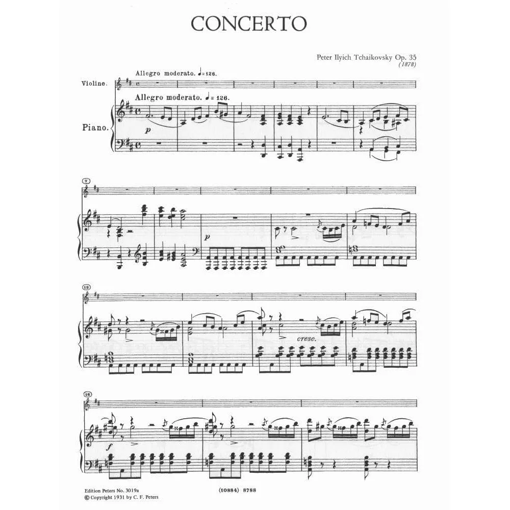 Tschaikowski Violinkonzert D-Dur Op. 35 Violinnoten Flesch