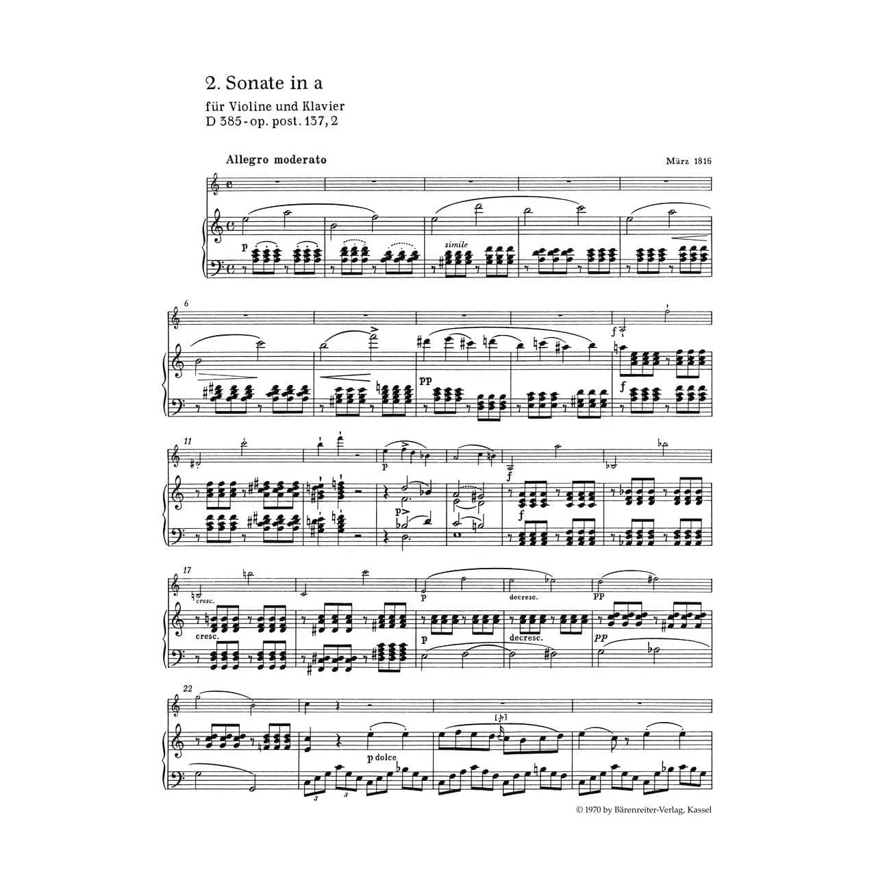 Schubert Three Sonatinas Op 137 Violine Klavier Urtext
