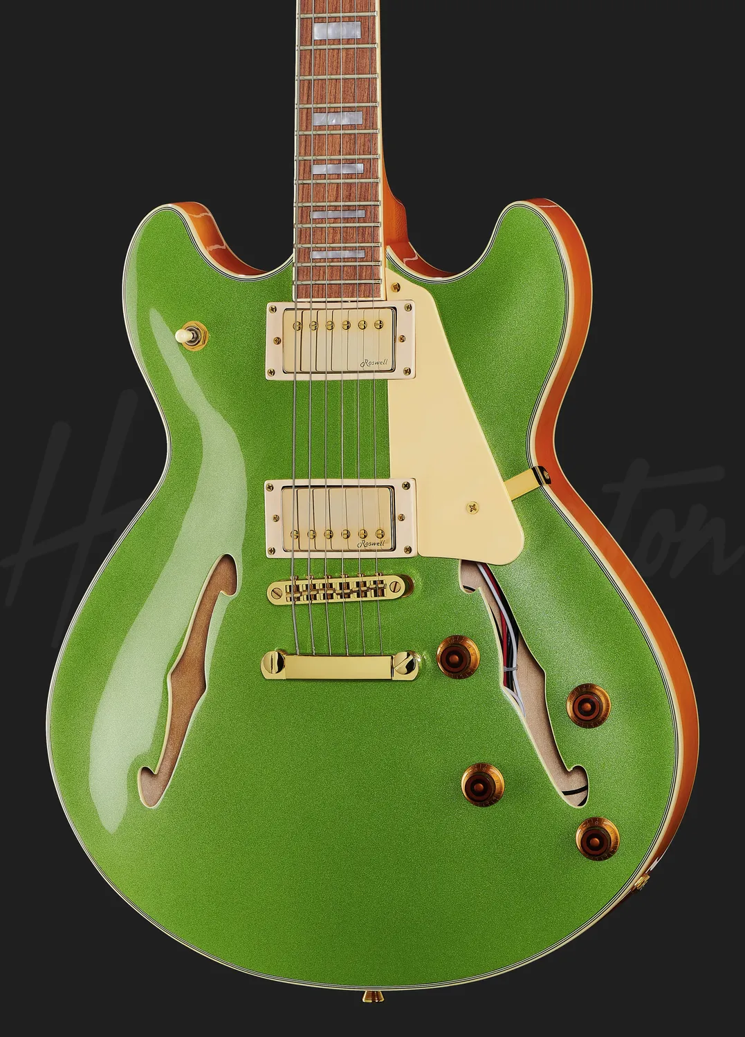 Harley Benton Deluxe HB-35Plus E-Gitarre Metallic Green Semi-Hollow