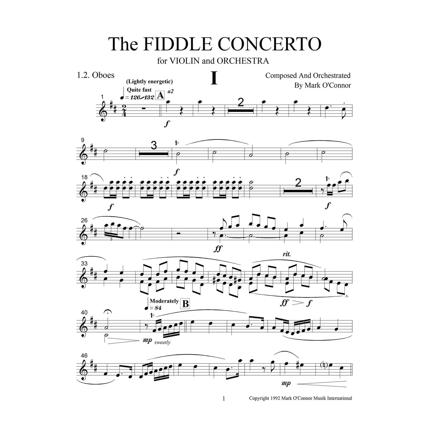 Mark OConnor Fiddle Concerto Noten Bläserstimmen Download