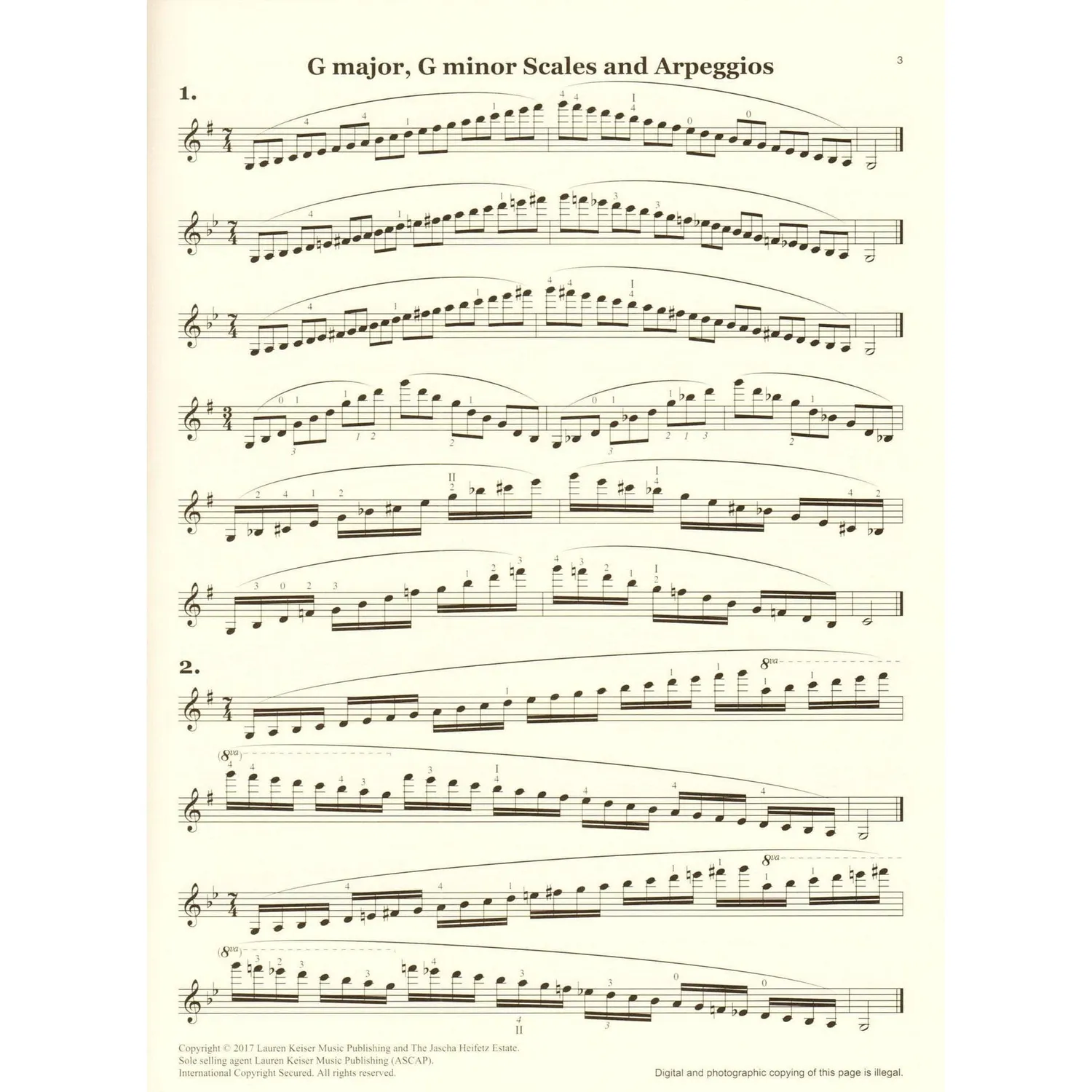 Shar Music Heifetz Scale Book Violine Noten Granat Ausgabe