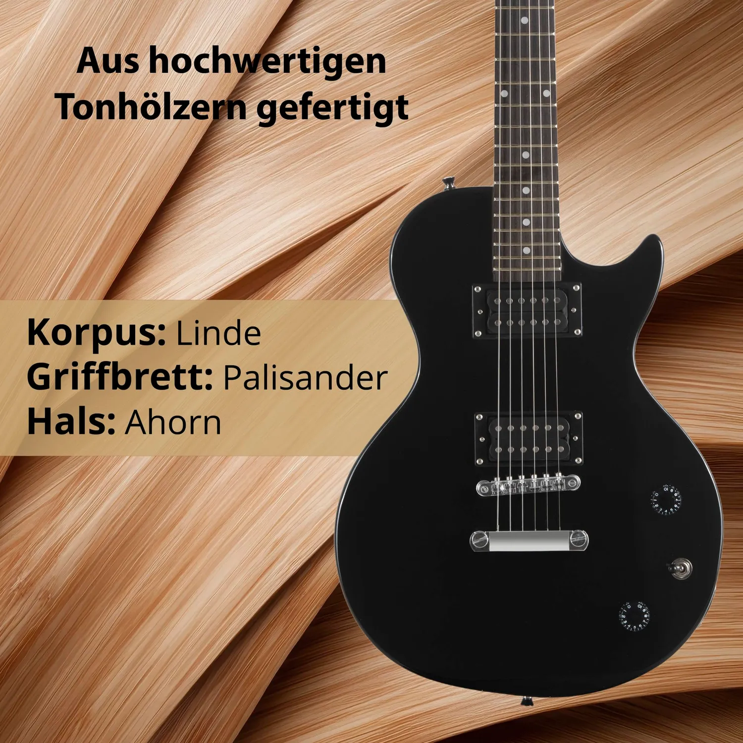 Rocktile LP-100 BL E-Gitarre Schwarz Humbucker Set