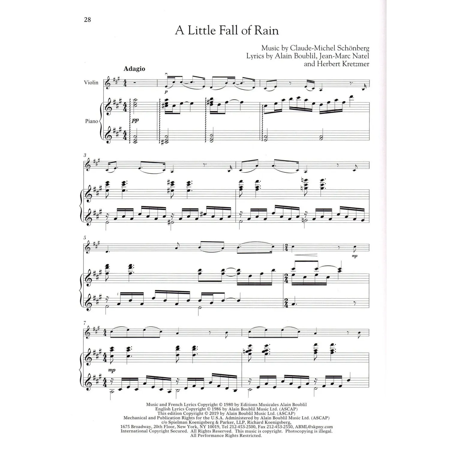 Hal Leonard Les Misérables Noten Violine Klavier mit Audio