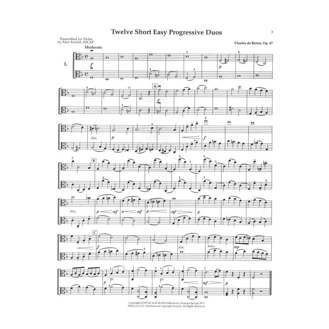 Viola World Bériot Op. 87 Duos Noten für 2 Bratschen