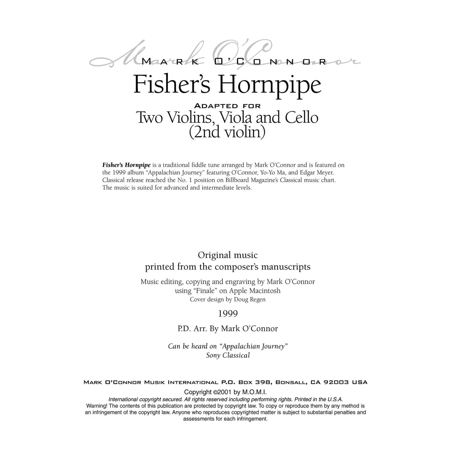 Shar Music OConnor Fishers Hornpipe Violine 2 Download Noten