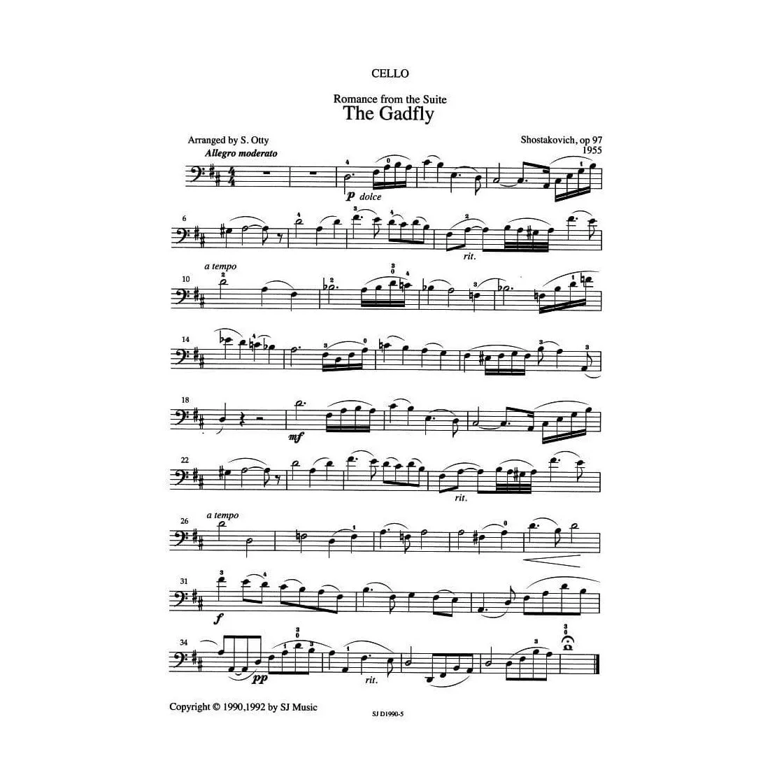 Shar Music Schostakowitsch Romance Gadfly Cellonoten Cello Klavier