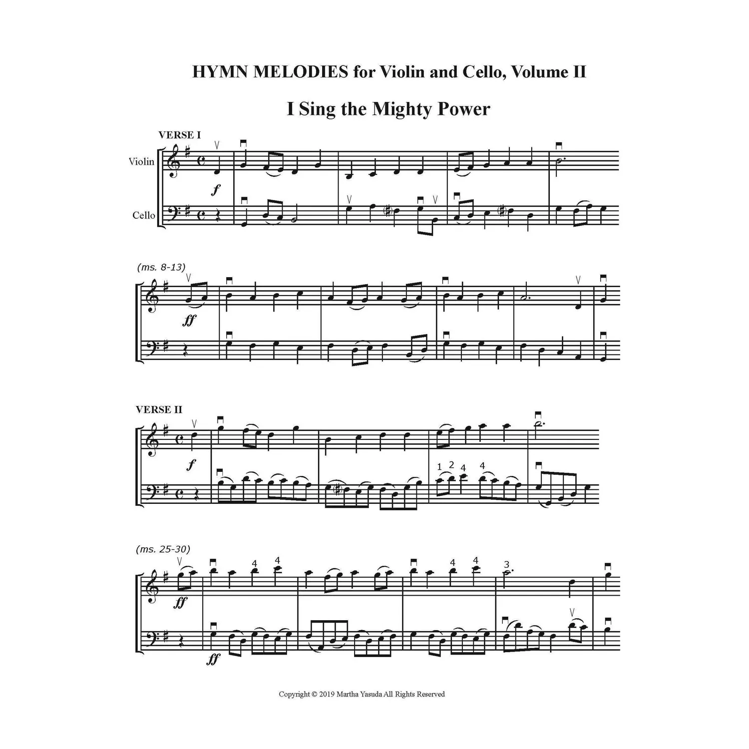 Yasuda Hymn Melodies Vol. II Violine Cello Download-Noten
