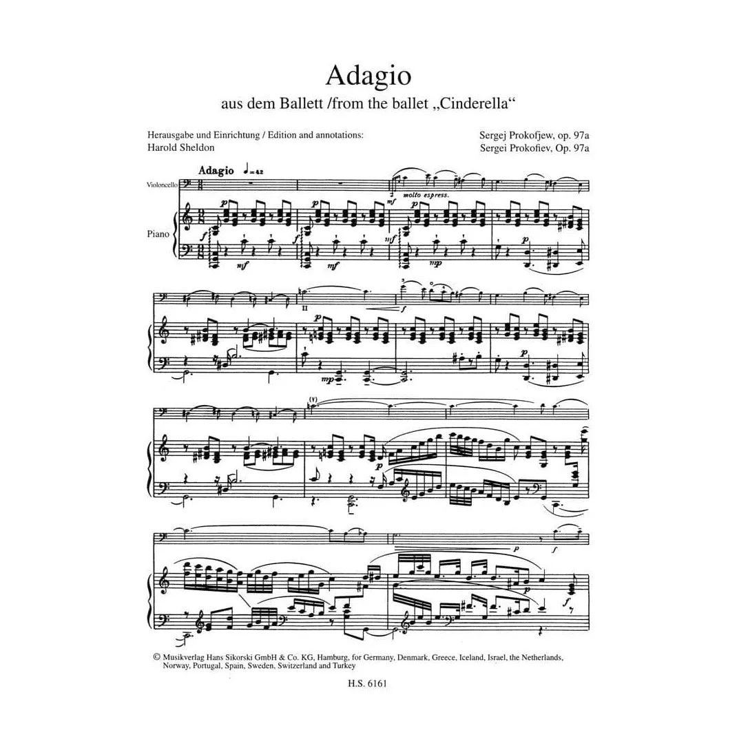 Sikorski Prokofjew Adagio Cinderella Noten Cello Klavier