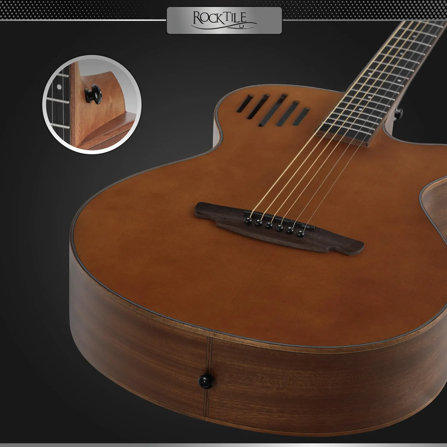 Rocktile OV2C-BN Westerngitarre Concert Cutaway