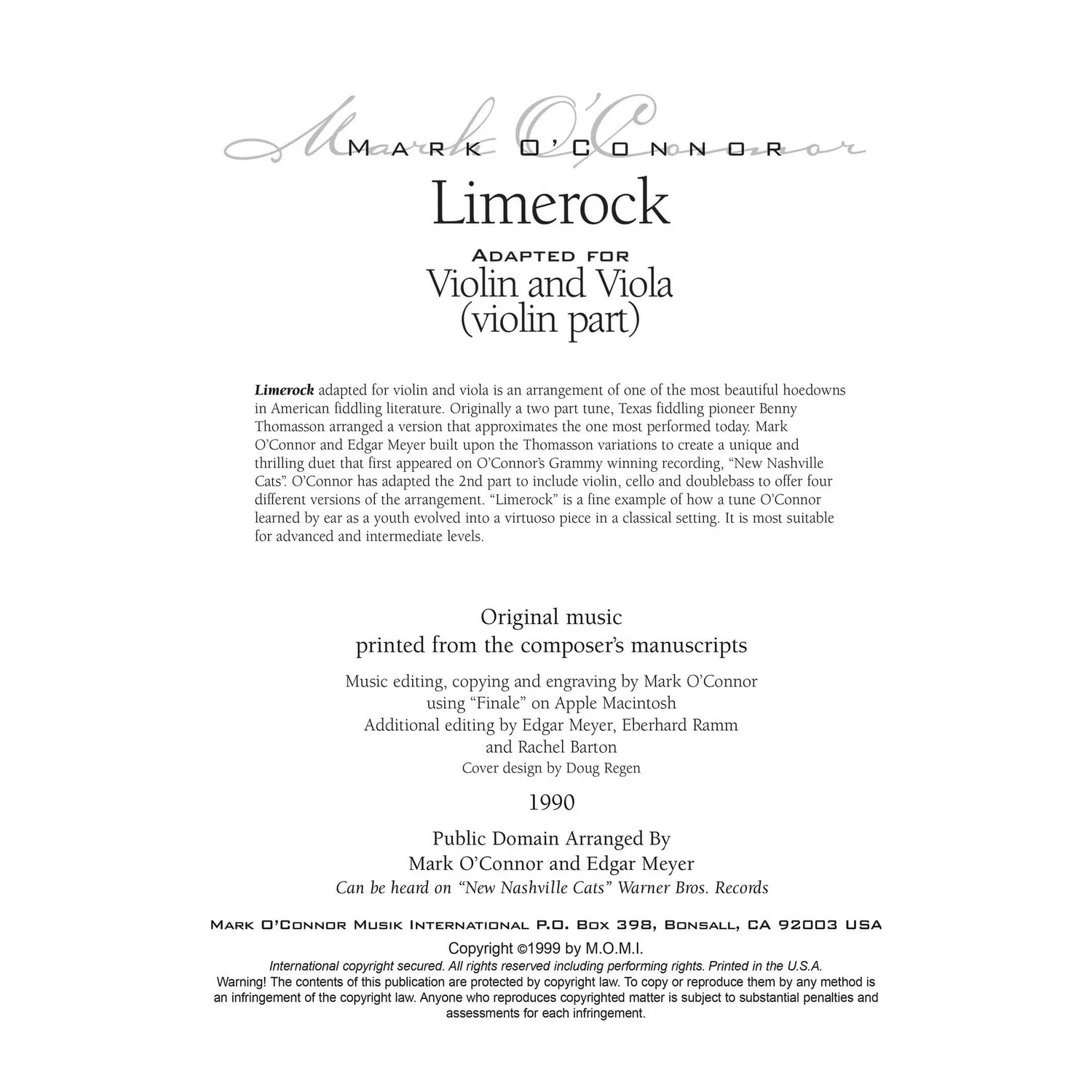 O'Connor Limerock Violine Viola Noten Download virtuos