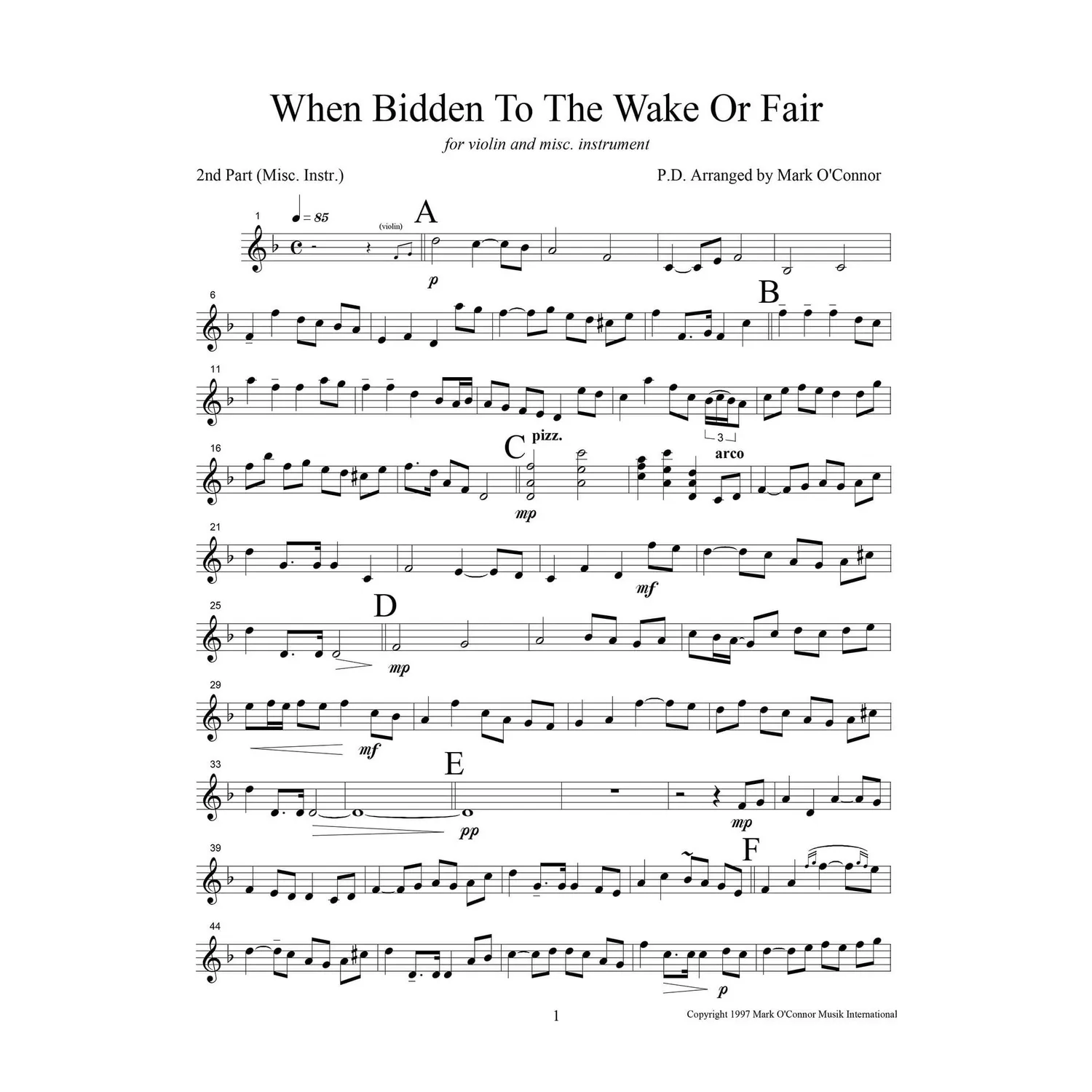 O'Connor When Bidden Wake Fair Violine Download