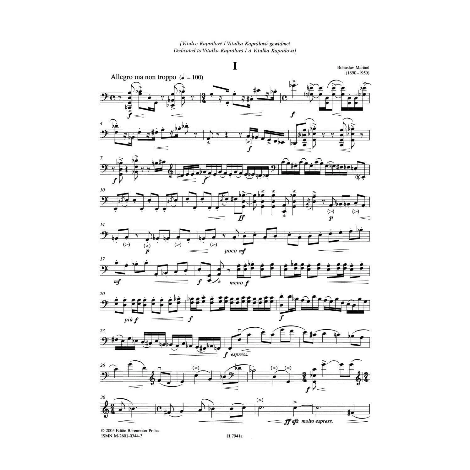 Martinů Streichquartett Nr. 5 Noten 2 Violinen Bratsche Cello