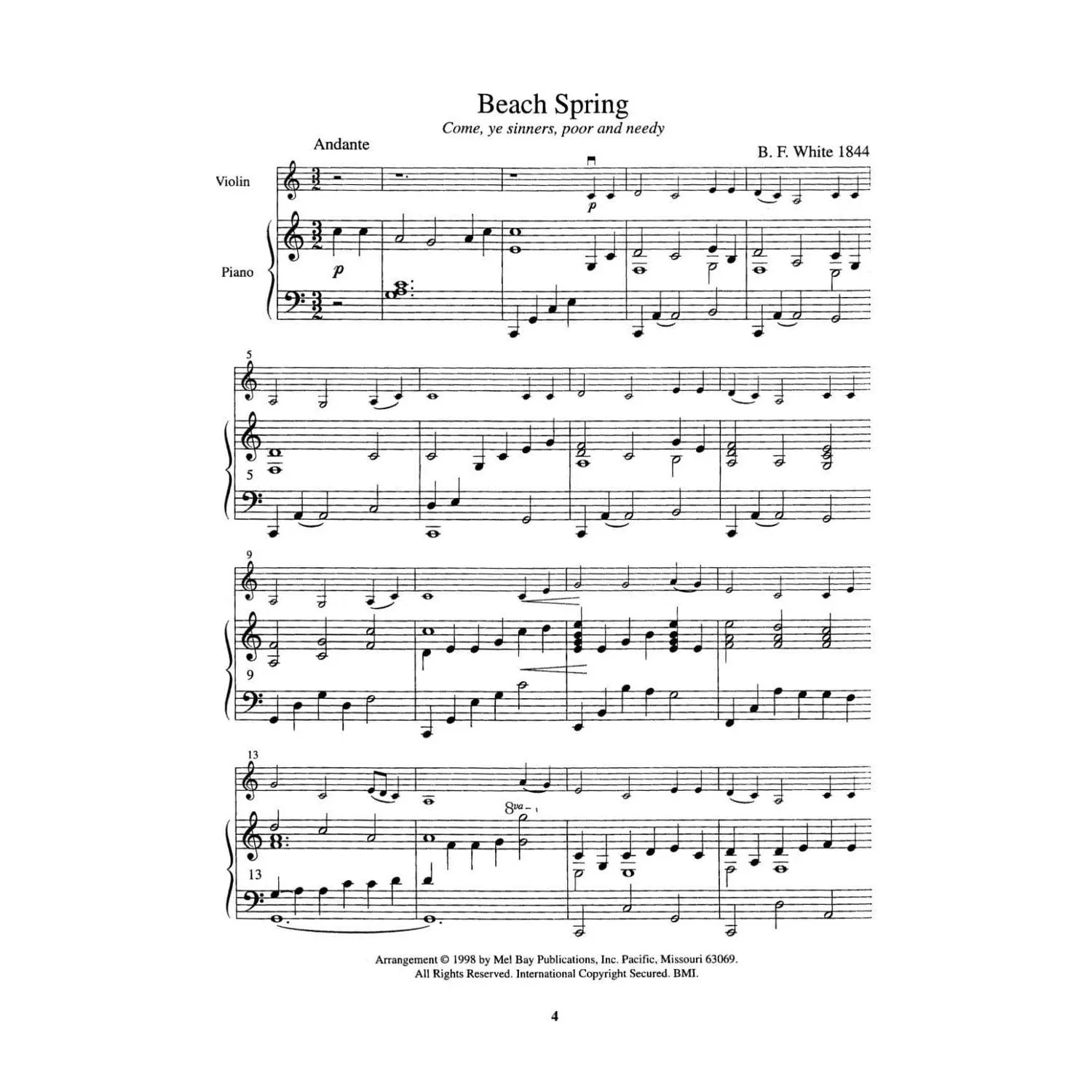 Mel Bay Duncan Violinennoten Violine Klavier Hymn Tunes