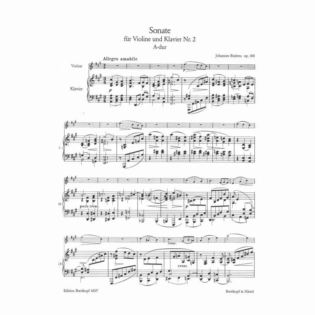 Brahms Sonate Nr. 2 A-Dur op. 100 Violine Klavier Breitkopf